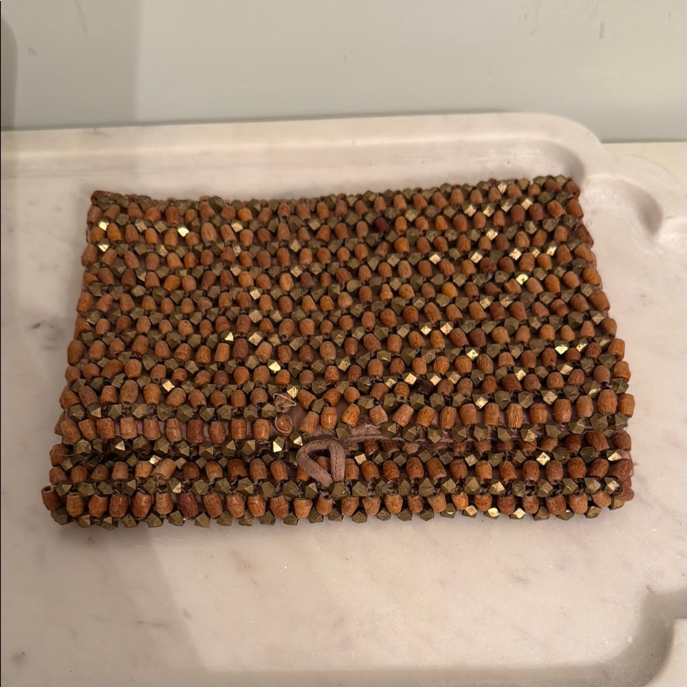 Club Monaco Brown Beaded Clutch